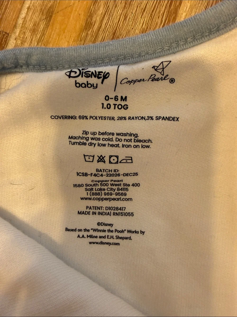 Copper Pearl Winnie the Pooh sleep sack - 0-6 month - 1 Tog